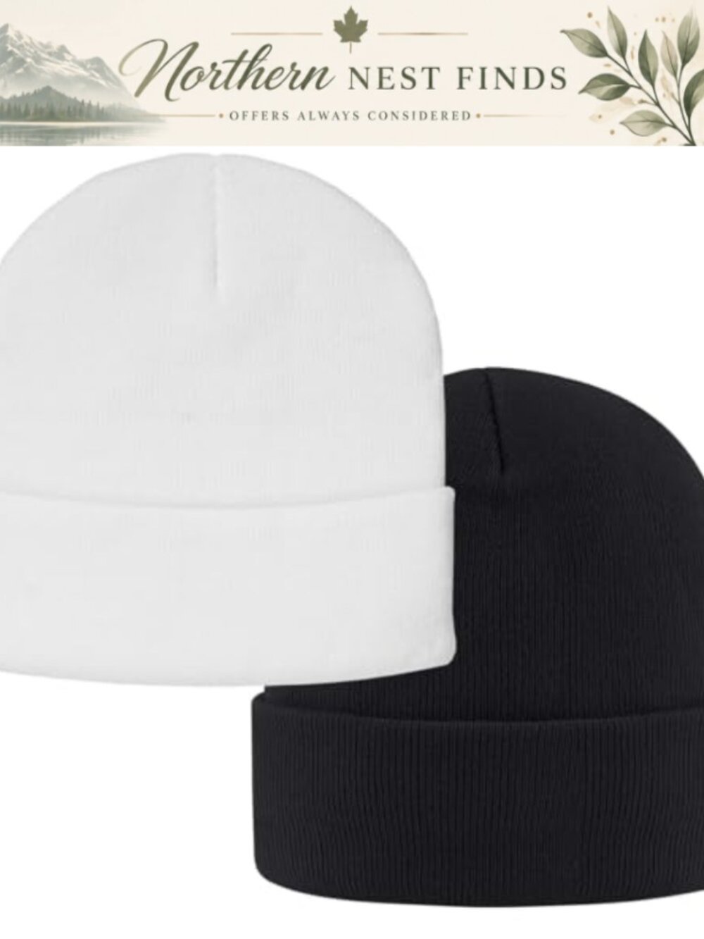 2-Pack Winter Beanie Hats Stretchy Cuffed Skull Knit Cap Warm Soft